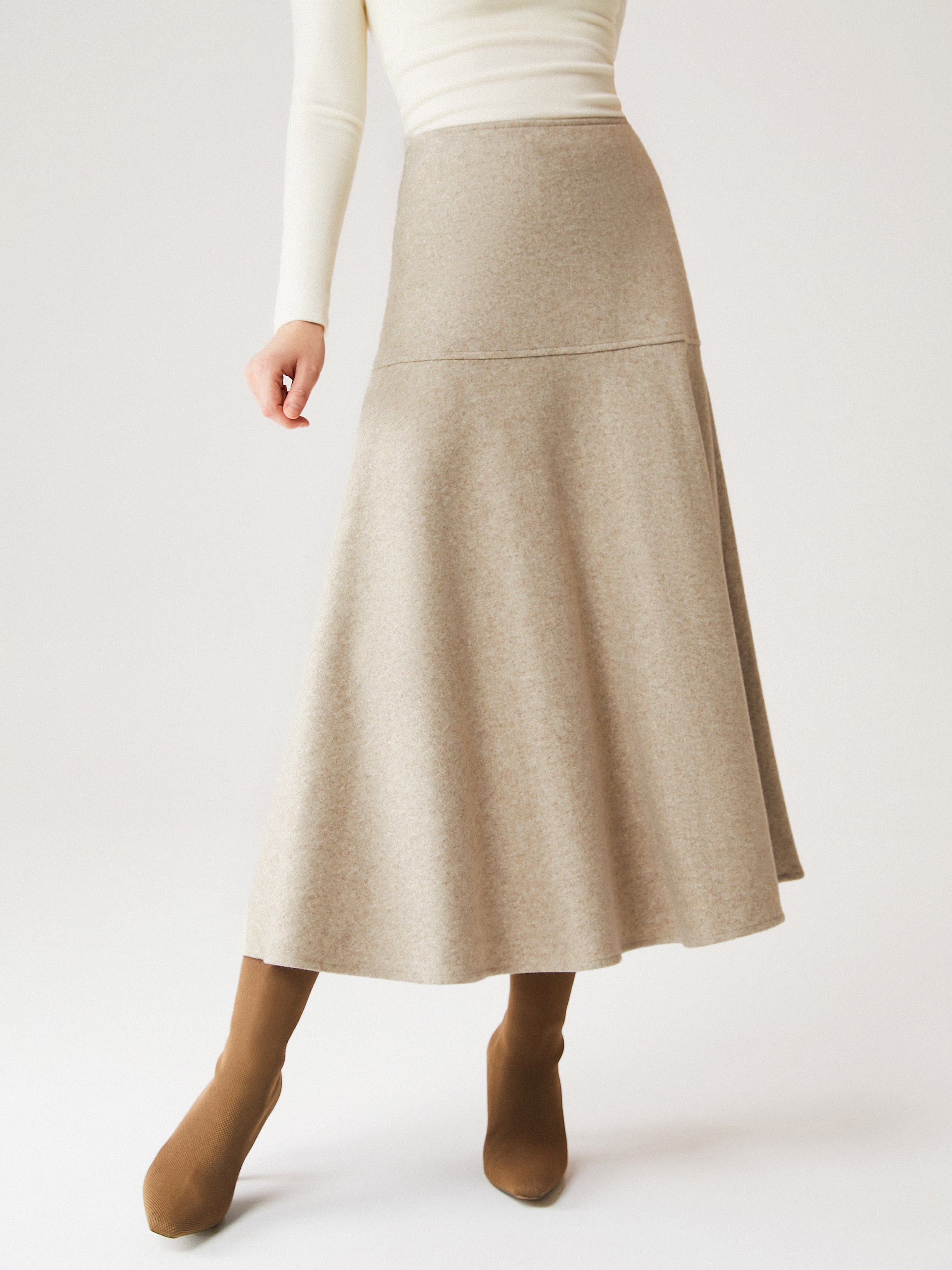 Cashmere Flared Maxi Skirt