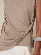 Tilly Cotton Drape T-Shirt in Cream