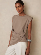 Tilly Cotton Drape T-Shirt in Cream