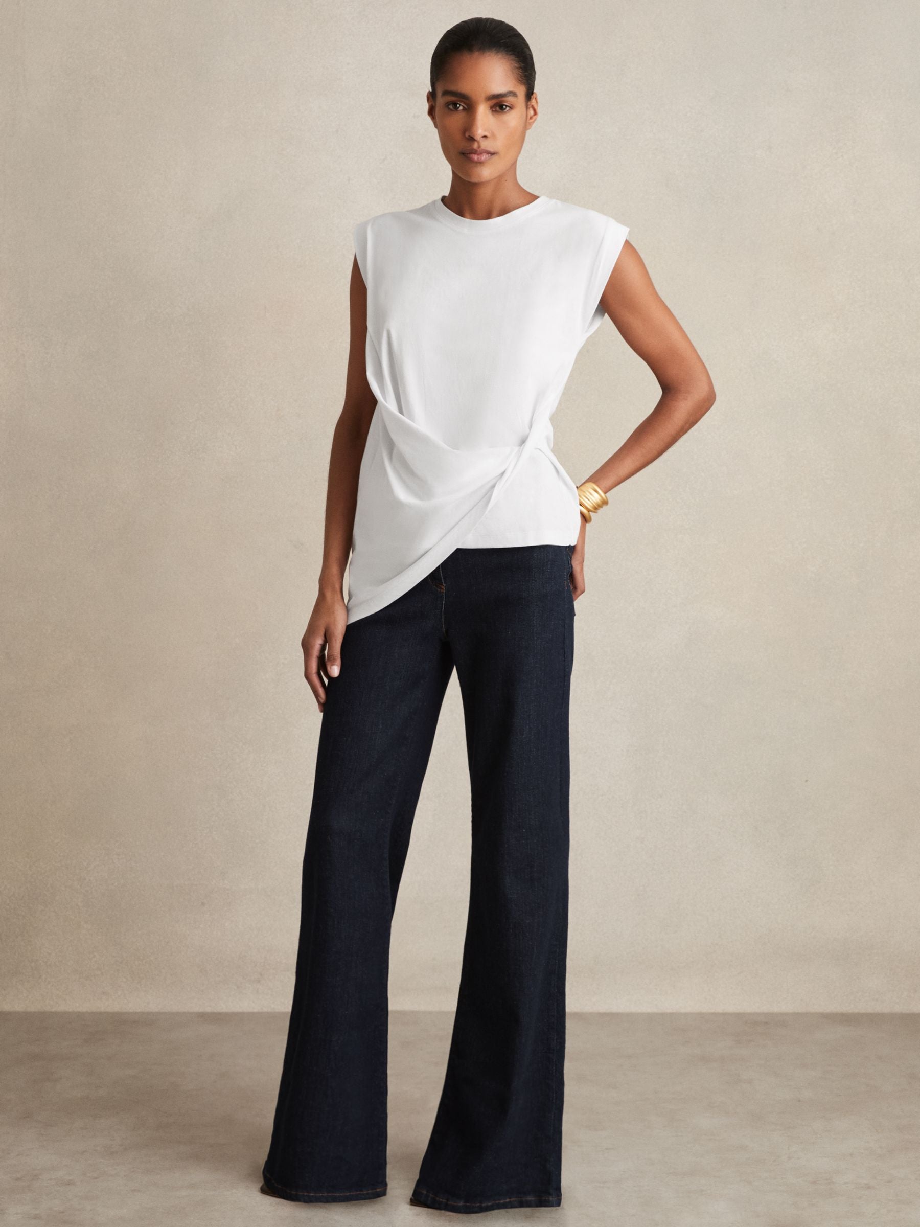 Tilly Cotton Drape T-Shirt in White