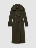 Scarlett Atelier Wool Belted Blindseam Coat in Khaki