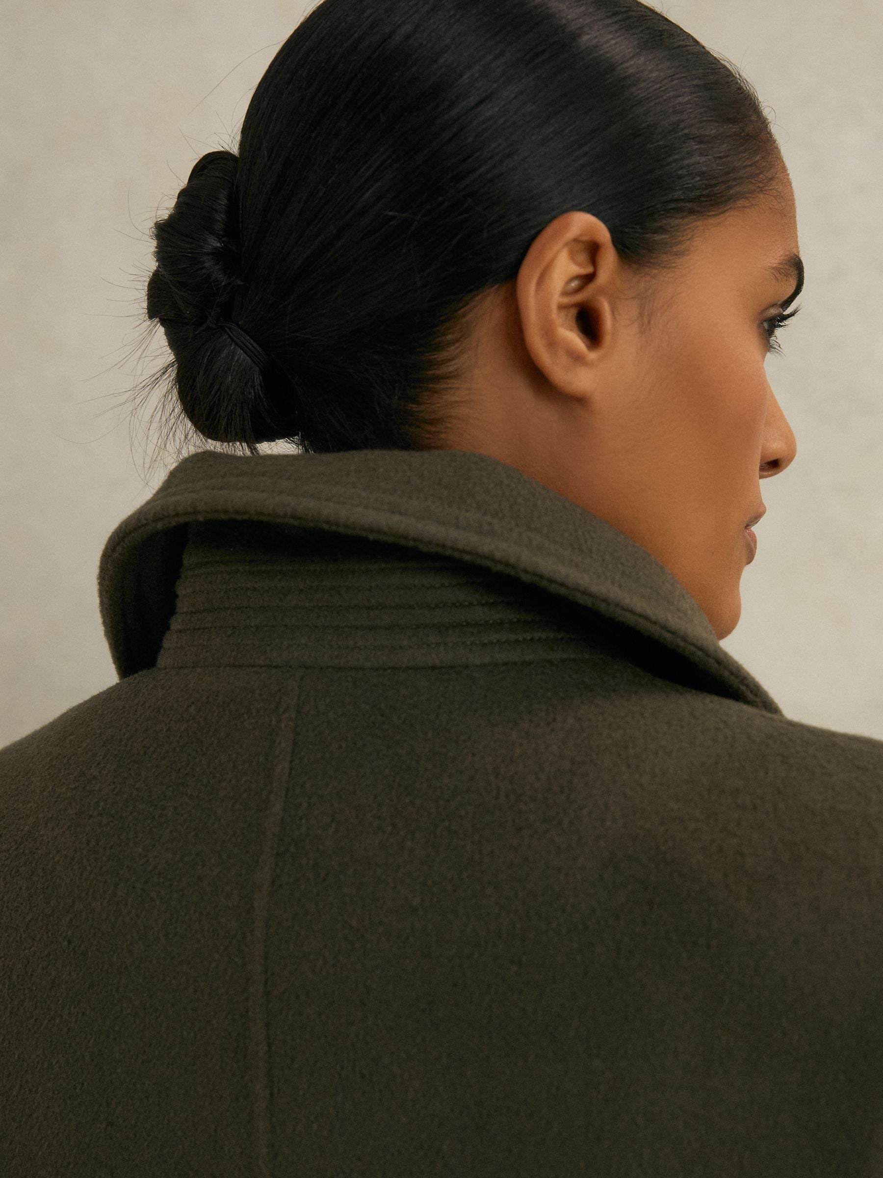 Scarlett Atelier Wool Belted Blindseam Coat in Khaki