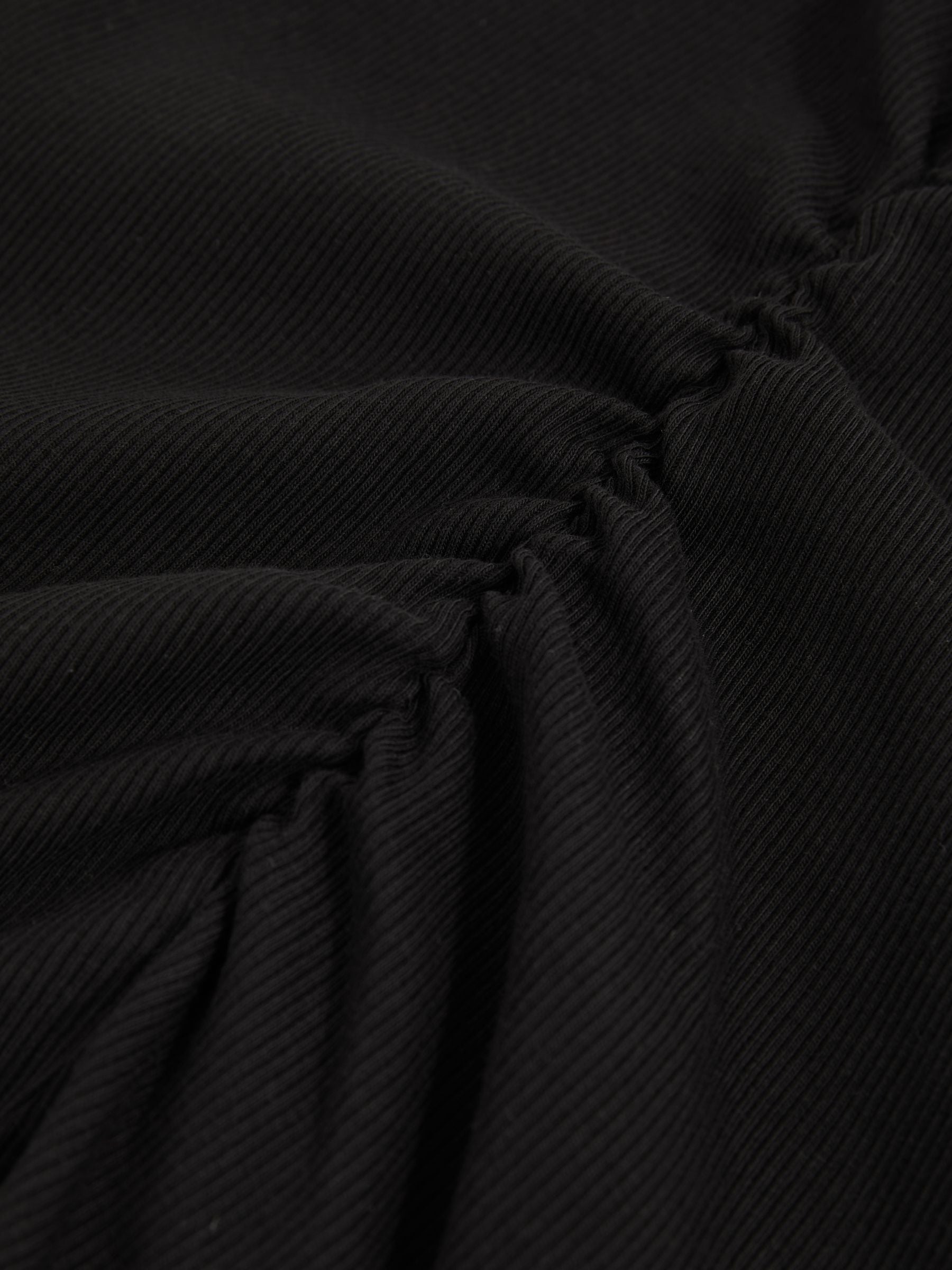 Tess Stretch-Cotton Ruched Ribbed T-Shirt in Black