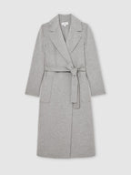 Lucia Wool-Blend Double-Breasted Blindseam Coat in Grey