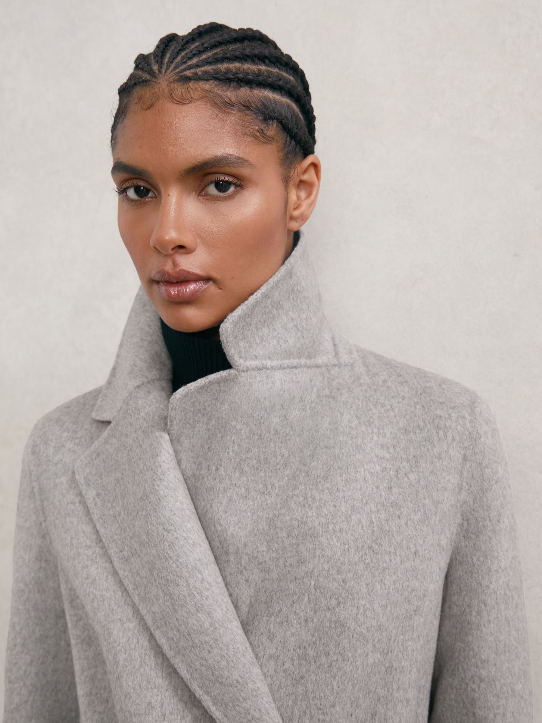 Lucia Wool-Blend Double-Breasted Blindseam Coat in Grey