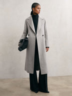 Lucia Wool-Blend Double-Breasted Blindseam Coat in Grey