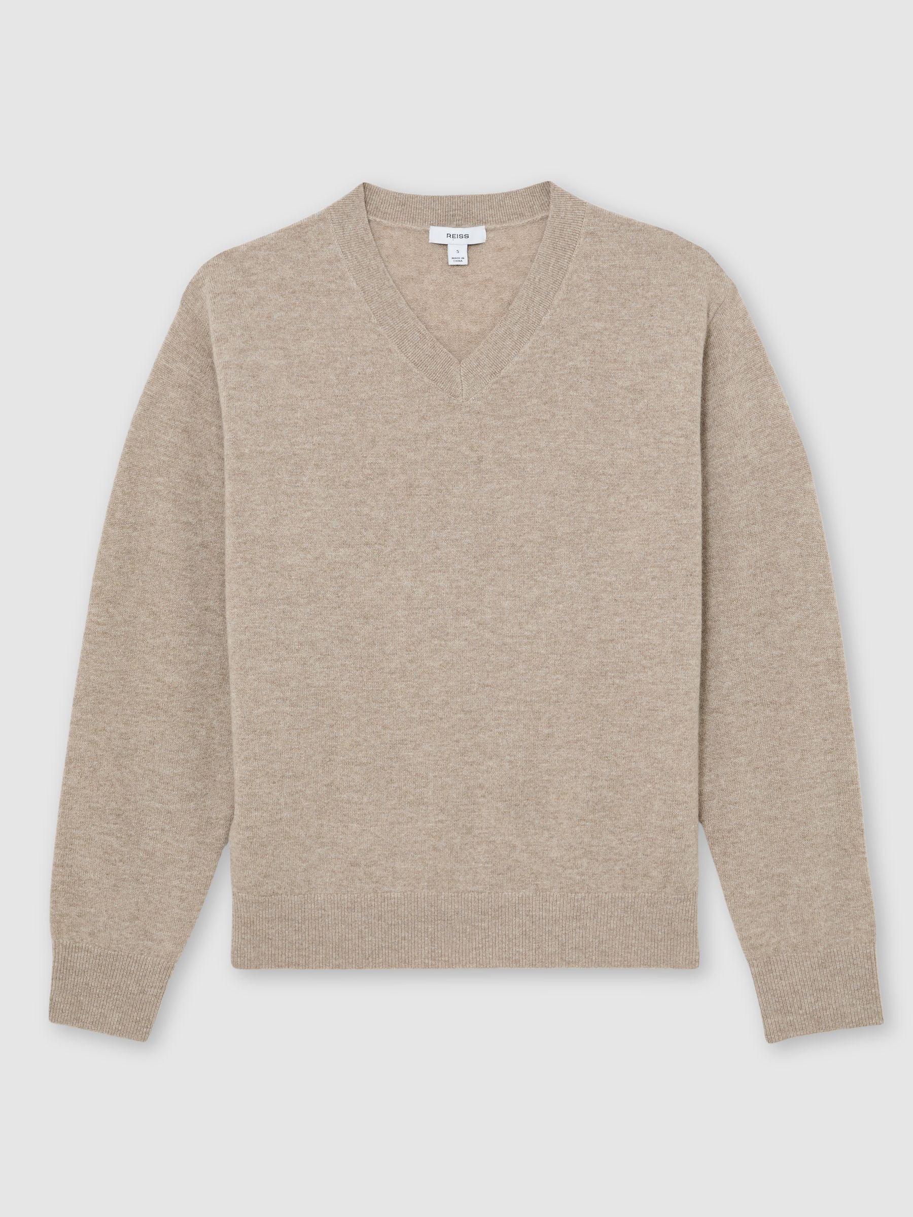 Jenny Wool-Cashmere V-Neck Jumper in Taupe