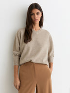 Jenny Wool-Cashmere V-Neck Jumper in Taupe