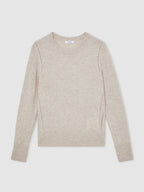 Anya Wool-Blend Open-Stitch Jumper in Oatmeal