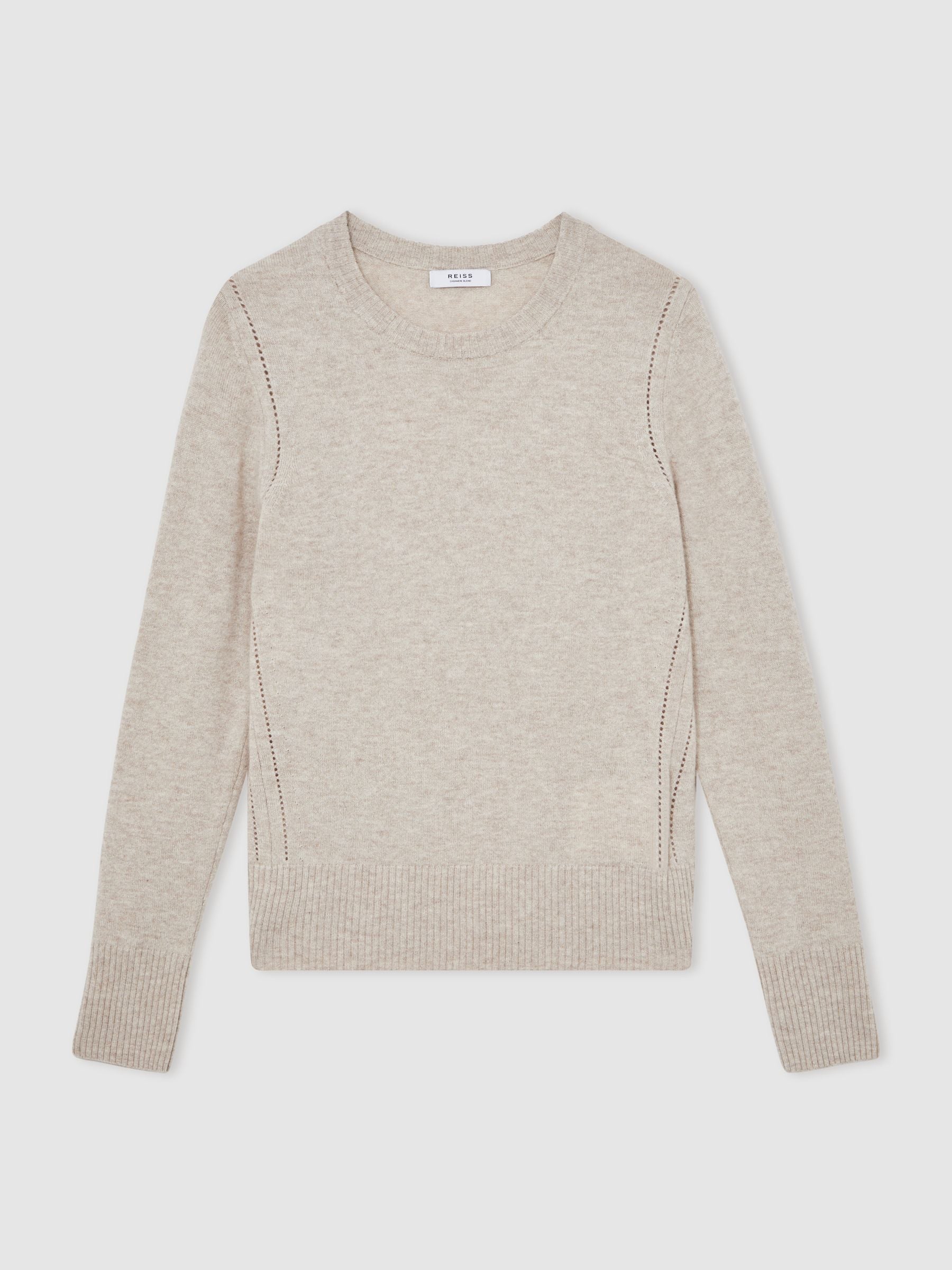 Anya Wool-Blend Open-Stitch Jumper in Oatmeal