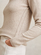 Anya Wool-Blend Open-Stitch Jumper in Oatmeal