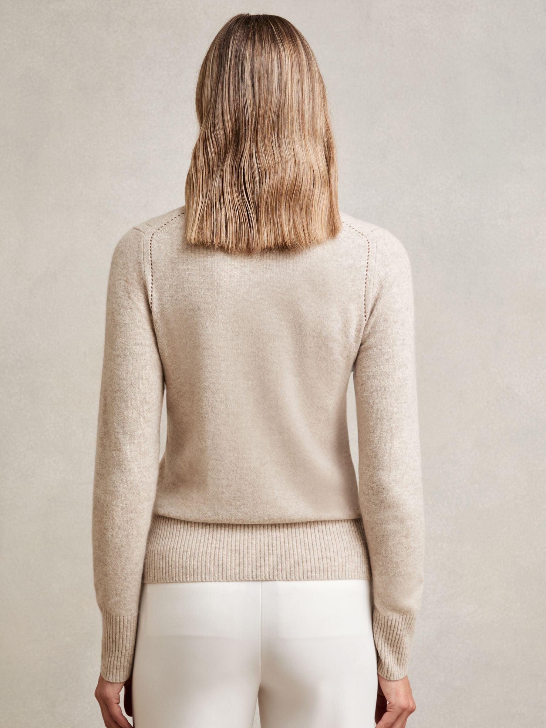 Anya Wool-Blend Open-Stitch Jumper in Oatmeal